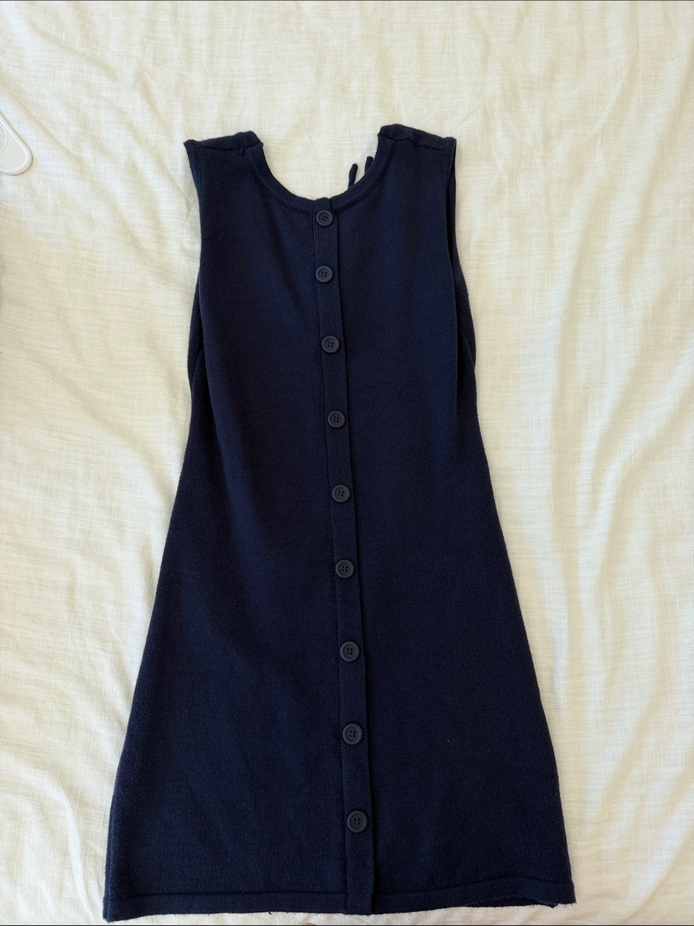 Sleeveless Navy Button-Back Mini Dress